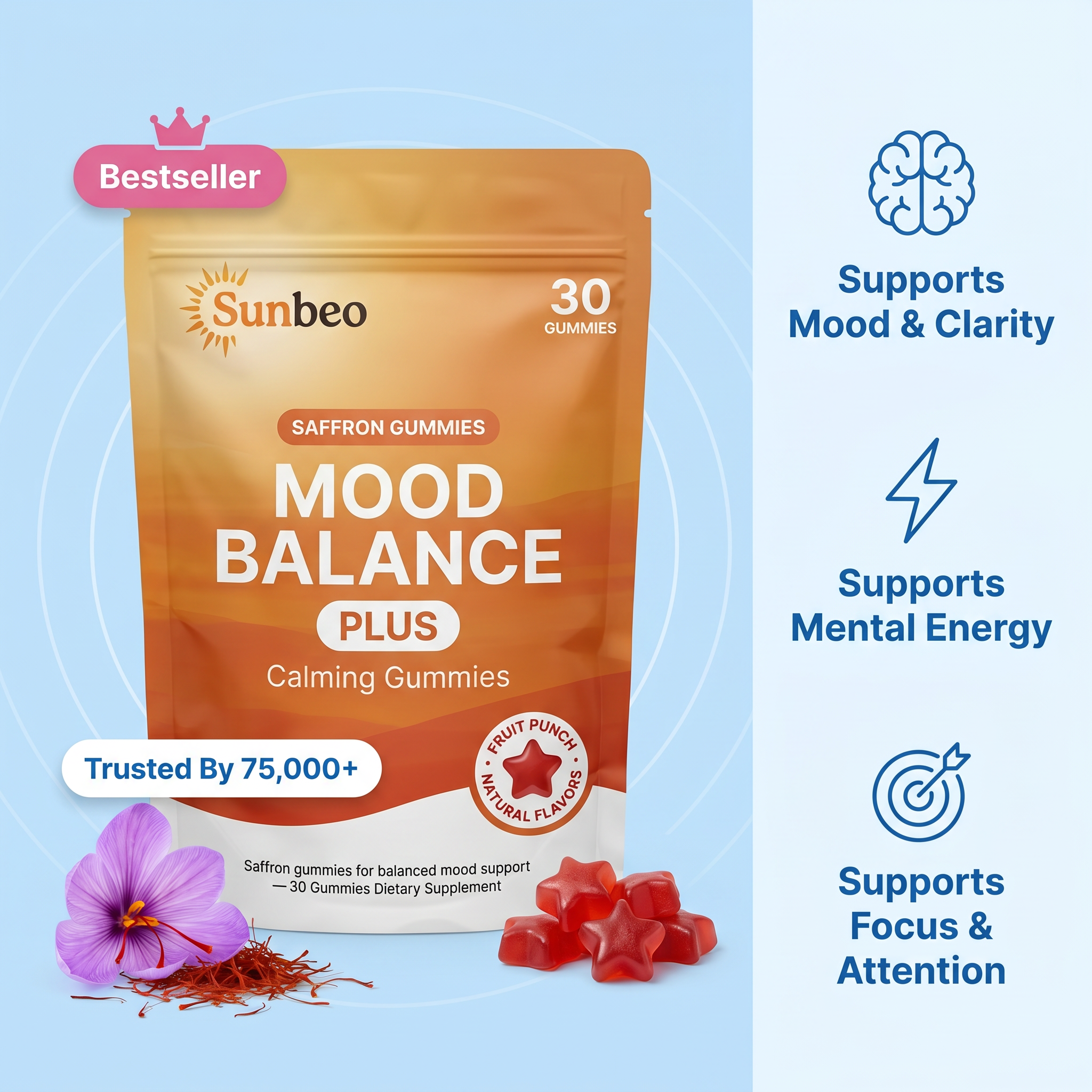 Natural - Saffron Gummy Mood + Focus Support for Kids